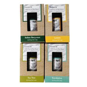 Essential Oils 100% Pure Lemon Bergamont Tea Tree + Aromatherapy 4-Pack